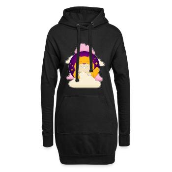 Nuages de hamster - Sweat-shirt à capuche long Femme - noir - Devant