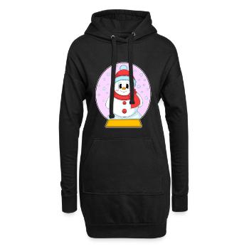 Bonhomme de neige Noël Heure d’hiver - Sweat-shirt à capuche long Femme - noir - Devant