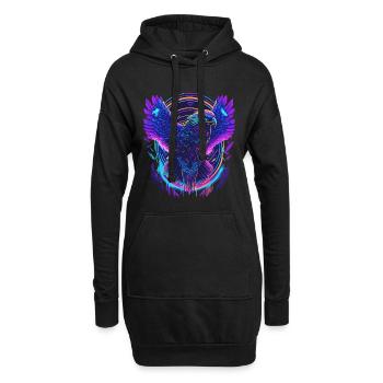 Aigle volant Synthwave - Sweat-shirt à capuche long Femme - noir - Devant