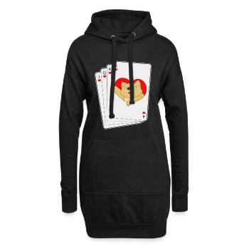 Katze Poker Pokerkarten - Hoodie-Kleid - Schwarz - Vorne