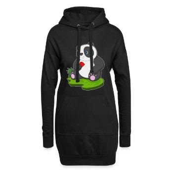Panda Poker Pokerkarten - Hoodie-Kleid - Schwarz - Vorne