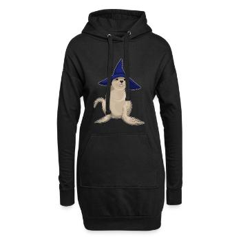 Seehund Hexe Hut - Hoodie-Kleid - Schwarz - Vorne