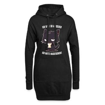 Ich Darf So Aussehen Katze Kaffee Nachtschicht - Hoodie-Kleid - Schwarz - Vorne