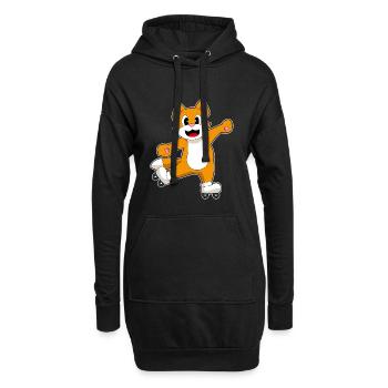 Katze Inline skating Inline skates - Hoodie-Kleid - Schwarz - Vorne
