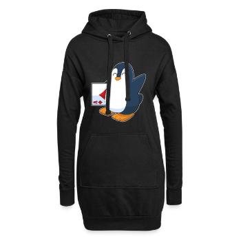 Pinguin Poker Pokerkarten Kartenspiel - Hoodie-Kleid - Schwarz - Vorne