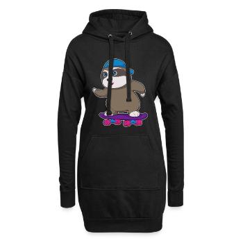 Faultier Skater Skateboard Sport - Hoodie-Kleid - Schwarz - Vorne