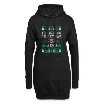 Tout ce que je veux pour Noël, c’est de l’herbe - Sweat-shirt à capuche long Femme - noir - Devant