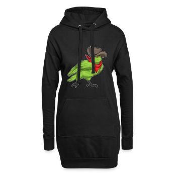Papagei Cowboy Cowboyhut - Hoodie-Kleid - Schwarz - Vorne