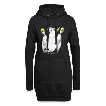 Perroquet musicien hochet musique - Sweat-shirt à capuche long Femme - noir - Devant