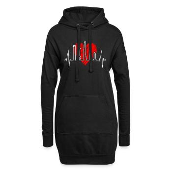 Shanghai Skyline Heartbeat Chine J’aime Shanghai - Sweat-shirt à capuche long Femme - noir - Devant