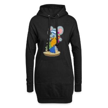 Maus Taucher Schwimmbrille Tauchen - Hoodie-Kleid - Schwarz - Vorne