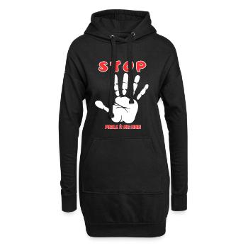 Stop Parle à ma main- Design de main drôle - Sweat-shirt à capuche long Femme - noir - Devant