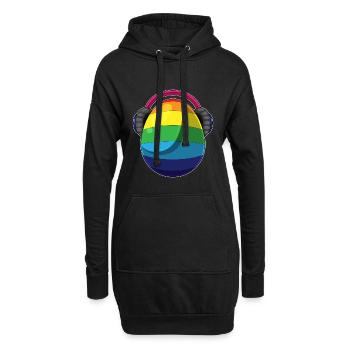 Osterei Ostern Regenbogen Musik - Hoodie-Kleid - Schwarz - Vorne
