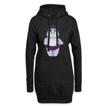 Été du bonnet de baignade hippopotame - Sweat-shirt à capuche long Femme - noir - Devant