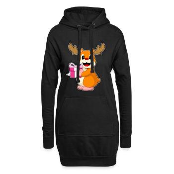 Forfait de Noël hamster - Sweat-shirt à capuche long Femme - noir - Devant