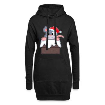 Maus Weihnachten Weihnachtsmütze - Hoodie-Kleid - Schwarz - Vorne