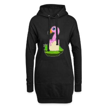 Flamingo Maler Farbeimer Malen - Hoodie-Kleid - Schwarz - Vorne