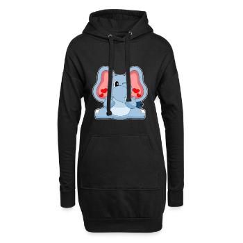 Elefant Herz - Hoodie-Kleid - Schwarz - Vorne