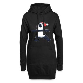 Panda Weihnachten Yoga - Hoodie-Kleid - Schwarz - Vorne