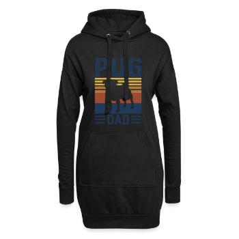 Pug Dad Dog Vintage Retro - Hoodie-Kleid - Schwarz - Vorne