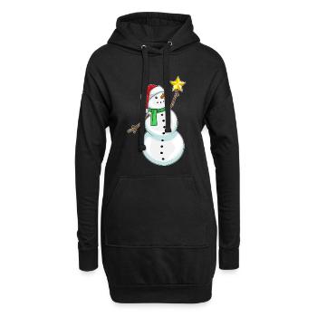 Poinsettia de Noël bonhomme de neige - Sweat-shirt à capuche long Femme - noir - Devant