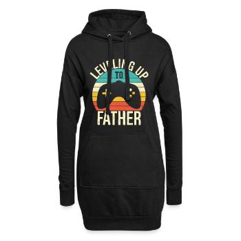 Leveling up to father - Sweat-shirt à capuche long Femme - noir - Devant