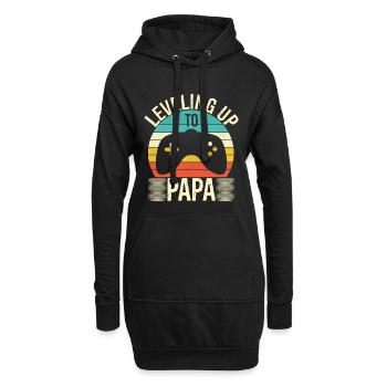 Leveling up to papa - Sweat-shirt à capuche long Femme - noir - Devant