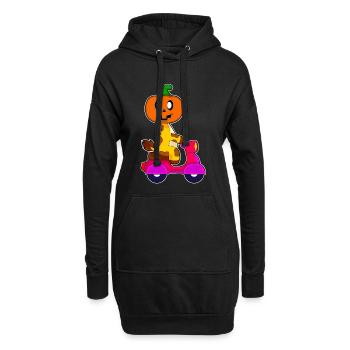 Trottinette d’Halloween girafe - Sweat-shirt à capuche long Femme - noir - Devant