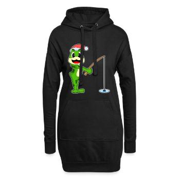 Frosch Weihnachten Angeln - Hoodie-Kleid - Schwarz - Vorne