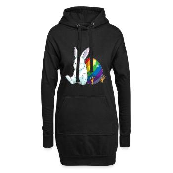 Bunny Arc-en-ciel de Pâques - Sweat-shirt à capuche long Femme - noir - Devant