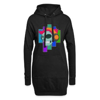Musique casque Skull - Sweat-shirt à capuche long Femme - noir - Devant