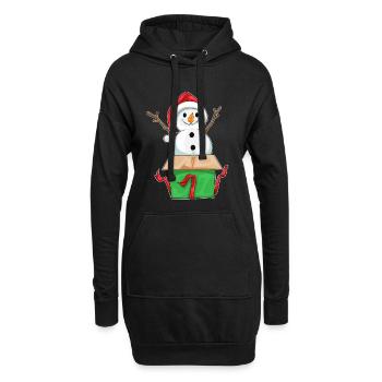 Boîte en carton de Noël Snowman - Sweat-shirt à capuche long Femme - noir - Devant
