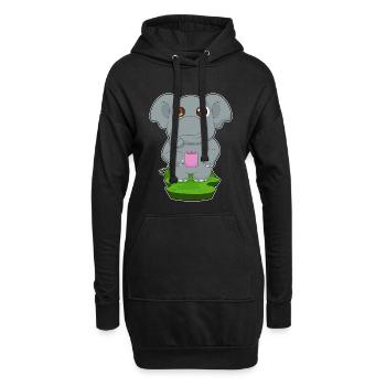 Elefant Kaffee Becher - Hoodie-Kleid - Schwarz - Vorne