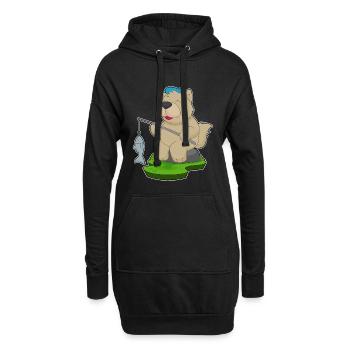 Chien Pêcheur Pêche Aux Poissons - Sweat-shirt à capuche long Femme - noir - Devant