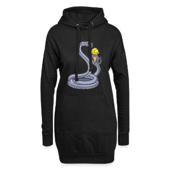 Schlange Waffeleis - Hoodie-Kleid - Schwarz - Vorne