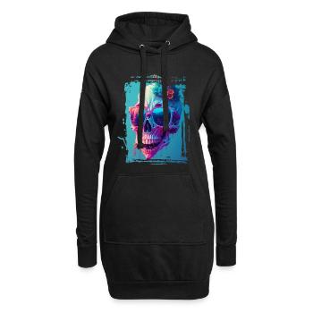 Totenkopfdame mit Sonnenbrille - Hoodie-Kleid - Schwarz - Vorne