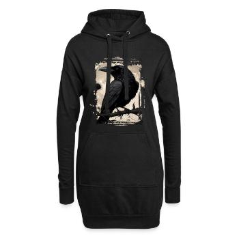 Corbeau sur branche devant la pleine lune - Sweat-shirt à capuche long Femme - noir - Devant