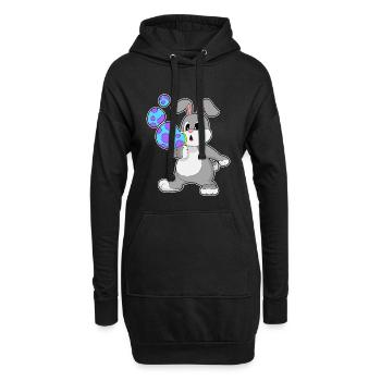 Bulles de savon lapin - Sweat-shirt à capuche long Femme - noir - Devant