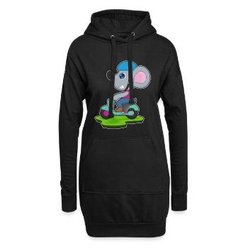 Trottinette souris - Sweat-shirt à capuche long Femme - noir - Devant