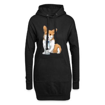 Lait de corgi - Sweat-shirt à capuche long Femme - noir - Devant