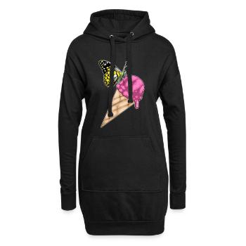 Schmetterling Waffeleis - Hoodie-Kleid - Schwarz - Vorne