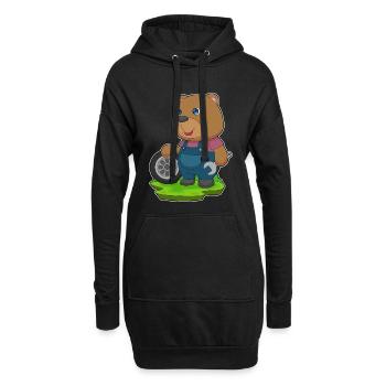 Bär Automechaniker Autoreifen Autowerkstatt - Hoodie-Kleid - Schwarz - Vorne