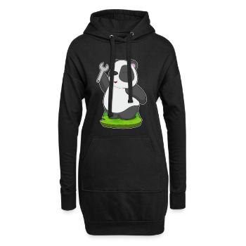 Panda Mechanic Wrench Workshop - Hoodie Dress - black - Front