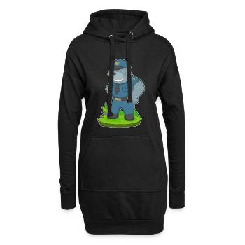Hund Polizist Polizei - Hoodie-Kleid - Schwarz - Vorne
