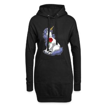 Licorne Rose - Sweat-shirt à capuche long Femme - noir - Devant