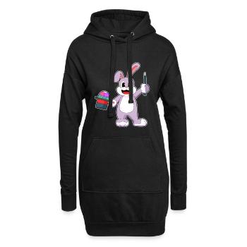 Hase Ostern Zauberer - Hoodie-Kleid - Schwarz - Vorne