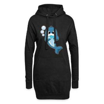 Delfin Fisch - Hoodie-Kleid - Schwarz - Vorne