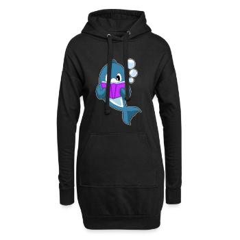 Livre des nerds des dauphins - Sweat-shirt à capuche long Femme - noir - Devant