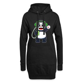 Panda Kopfhörer Musik - Hoodie-Kleid - Schwarz - Vorne
