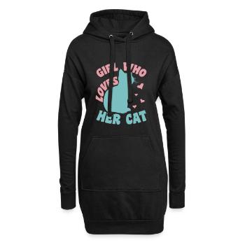 Fille de chat - Sweat-shirt à capuche long Femme - noir - Devant
